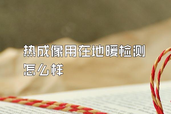 热成像用在地暖检测怎么样