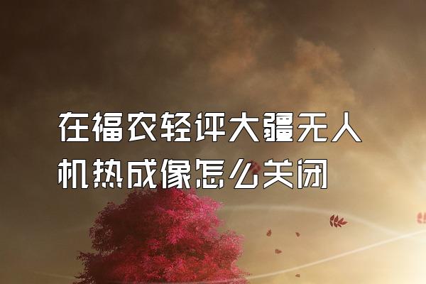 在福农轻评大疆无人机热成像怎么关闭