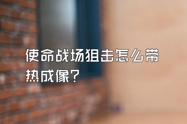 使命战场狙击怎么带热成像?