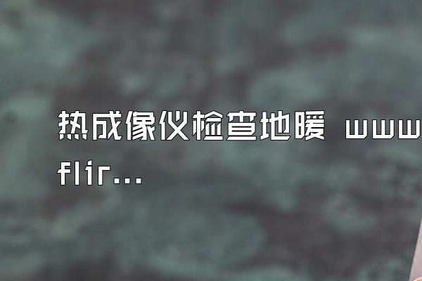 热成像仪检查地暖 www.flir.cn