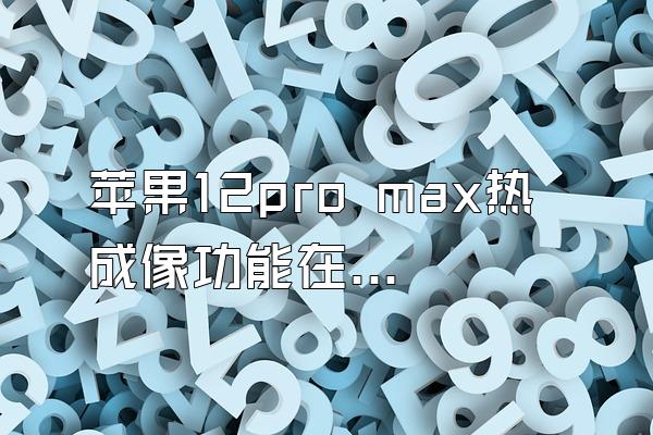 苹果12pro max热成像功能在哪