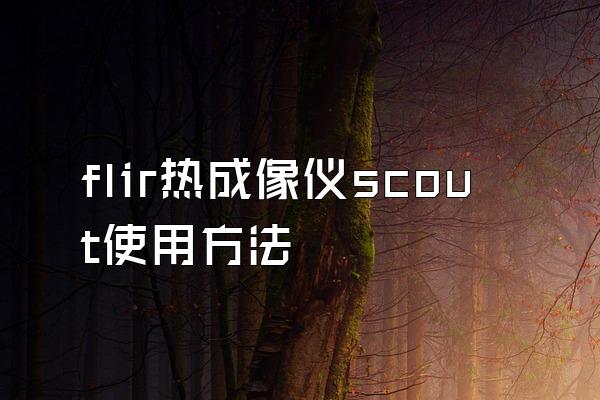 flir热成像仪scout使用方法