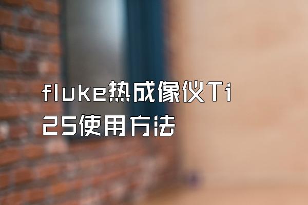 fluke热成像仪Ti25使用方法