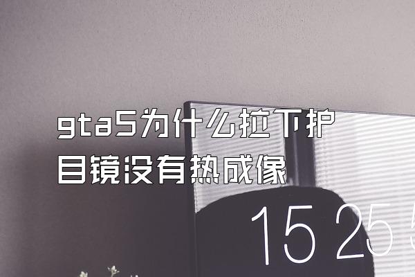 gta5为什么拉下护目镜没有热成像