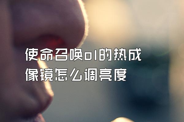 使命召唤ol的热成像镜怎么调亮度