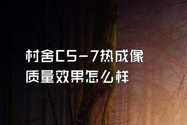 村舍CS-7热成像质量效果怎么样