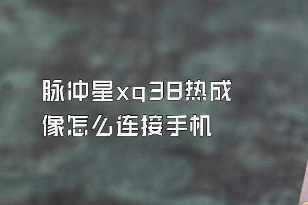 脉冲星xq38热成像怎么连接手机