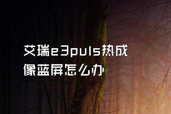 艾瑞e3puls热成像蓝屏怎么办