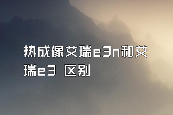 热成像艾瑞e3n和艾瑞e3 区别