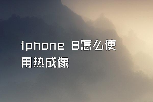 iphone 8怎么使用热成像