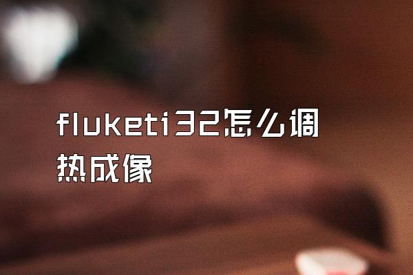 fluketi32怎么调热成像