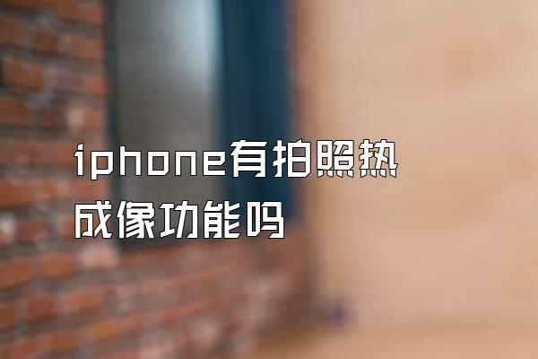 iphone有拍照热成像功能吗