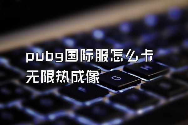 pubg国际服怎么卡无限热成像