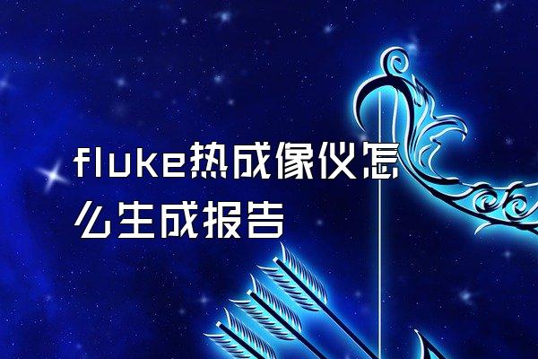 fluke热成像仪怎么生成报告