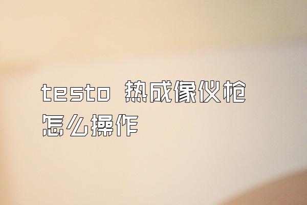 testo 热成像仪枪怎么操作